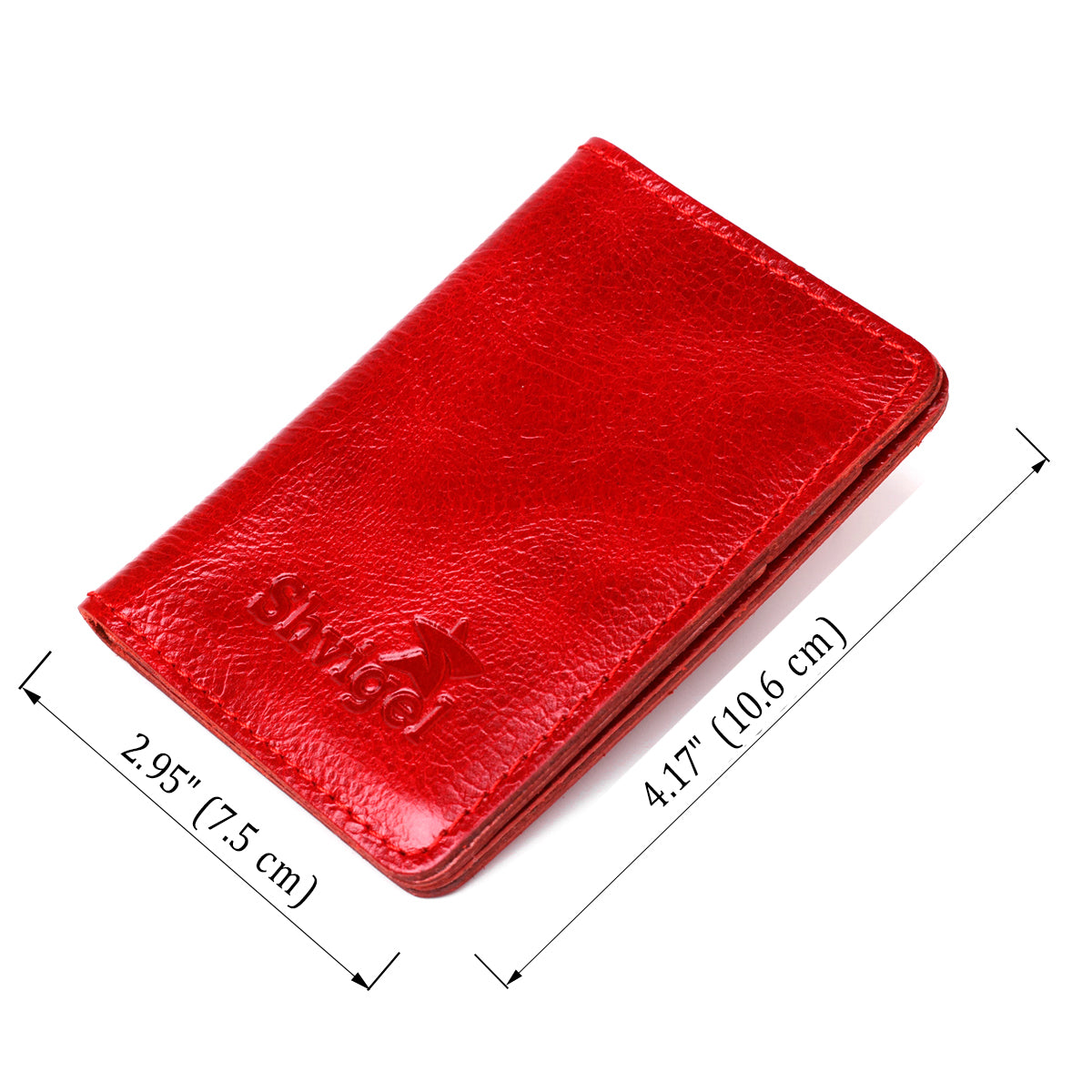 Stylish SHVIGEL Business Card Holder 00116 Red Genuine Leather for Visitation Cards