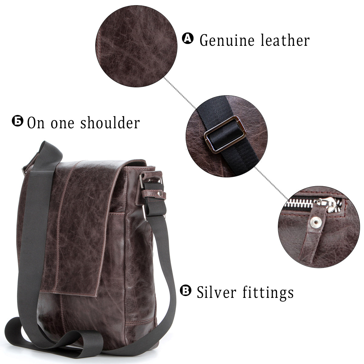 Leather Bag SHVIGEL 00796 Brown Natural Leather Handmade in Ukraine