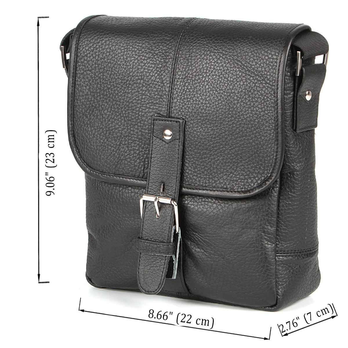 Leather Bag SHVIGEL 00853 Black Natural Leather Handmade in Ukraine