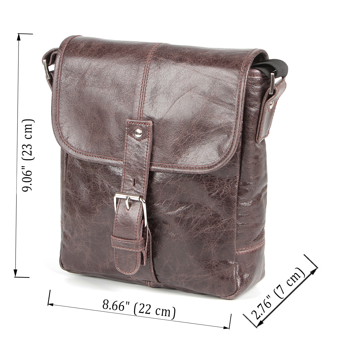 Leather Bag SHVIGEL Model 00855 Brown Genuine Leather Made in Ukraine