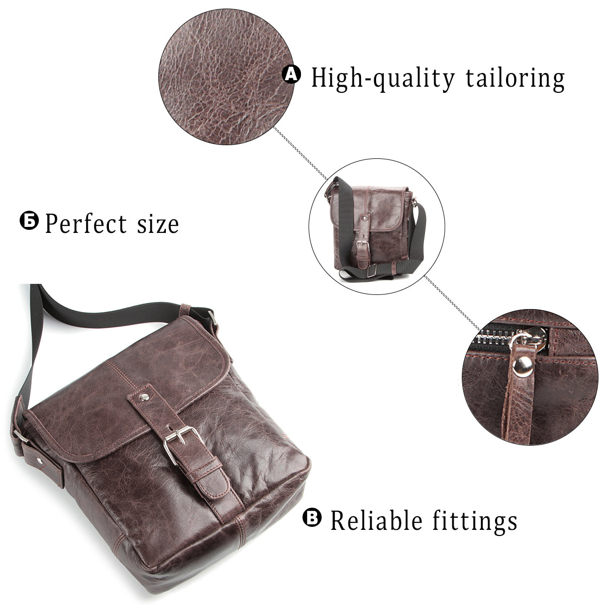 Leather Bag SHVIGEL Model 00855 Brown Genuine Leather Made in Ukraine