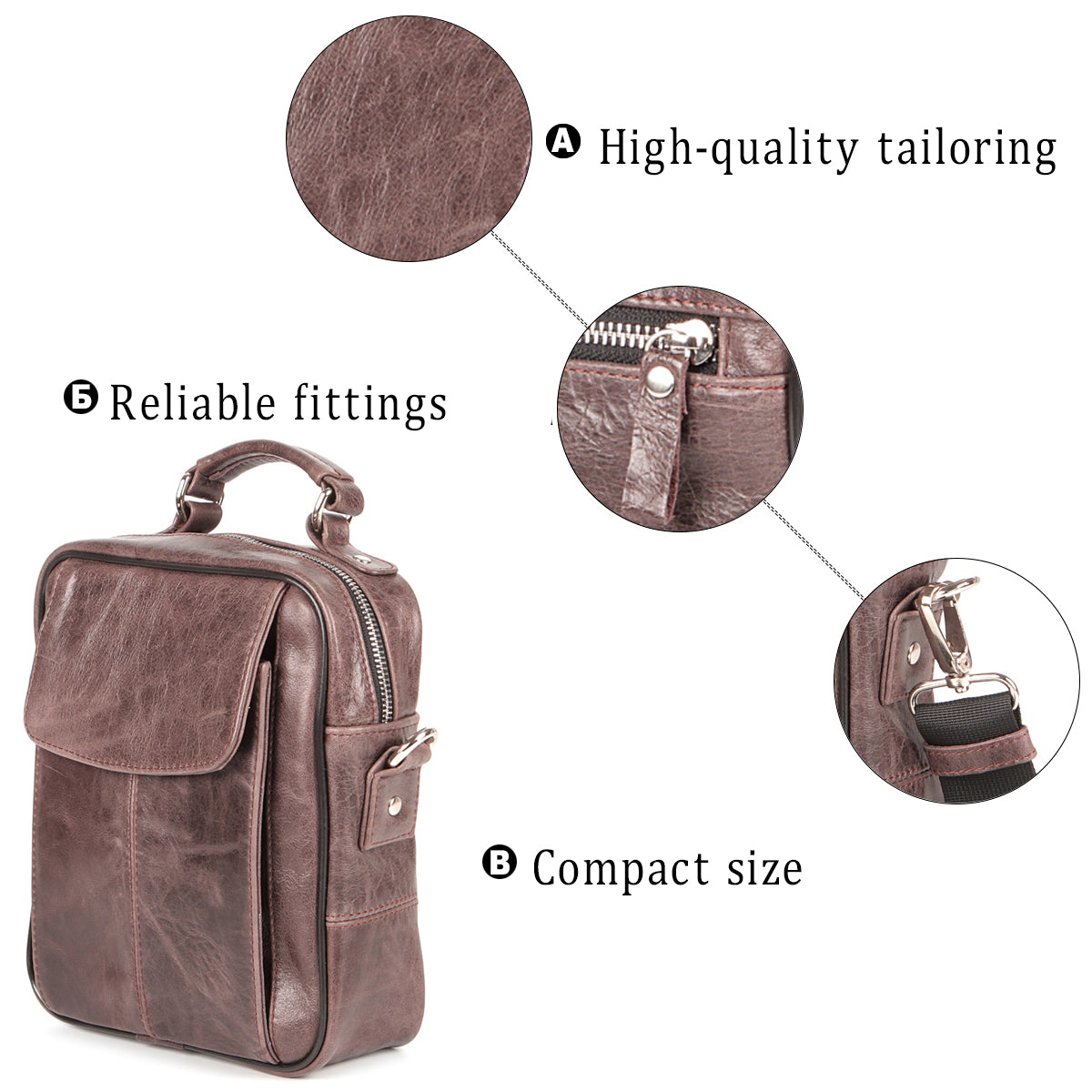 Leather Bag SHVIGEL 00874 Brown Natural Leather Ukrainian Design Quality