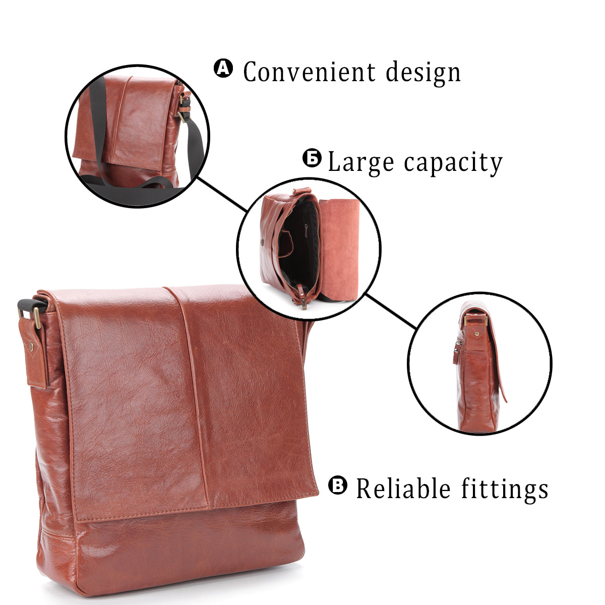 Leather Bag SHVIGEL 00877 Brown Genuine Leather Made in Ukraine