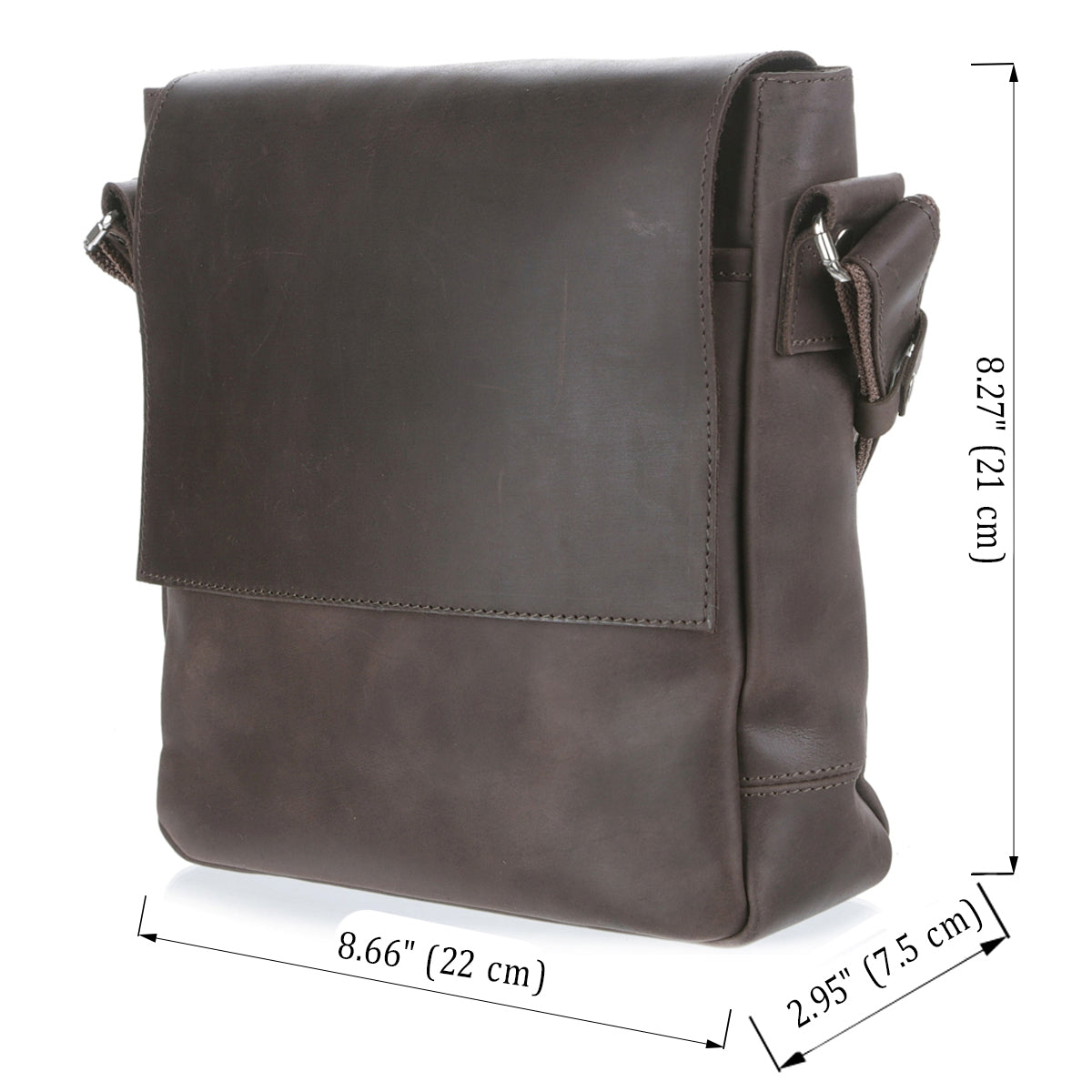 Leather Messenger Bag SHVIGEL 00884 Brown Natural Leather Made in Ukraine
