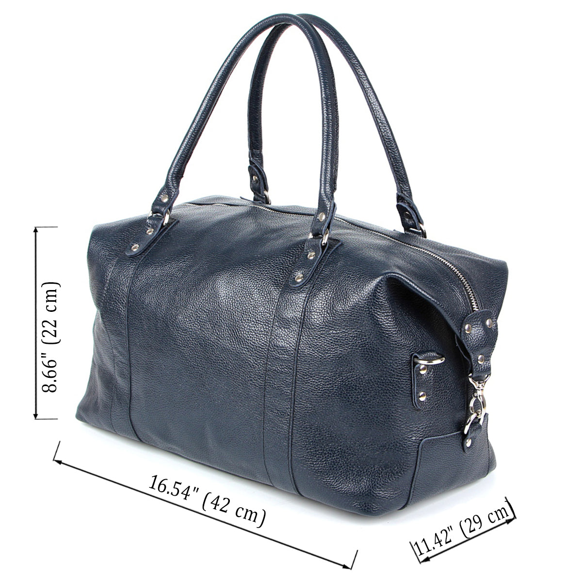 Travel Bag SHVIGEL 00888 Blue Natural Leather Made in Ukraine, Stylish Design
