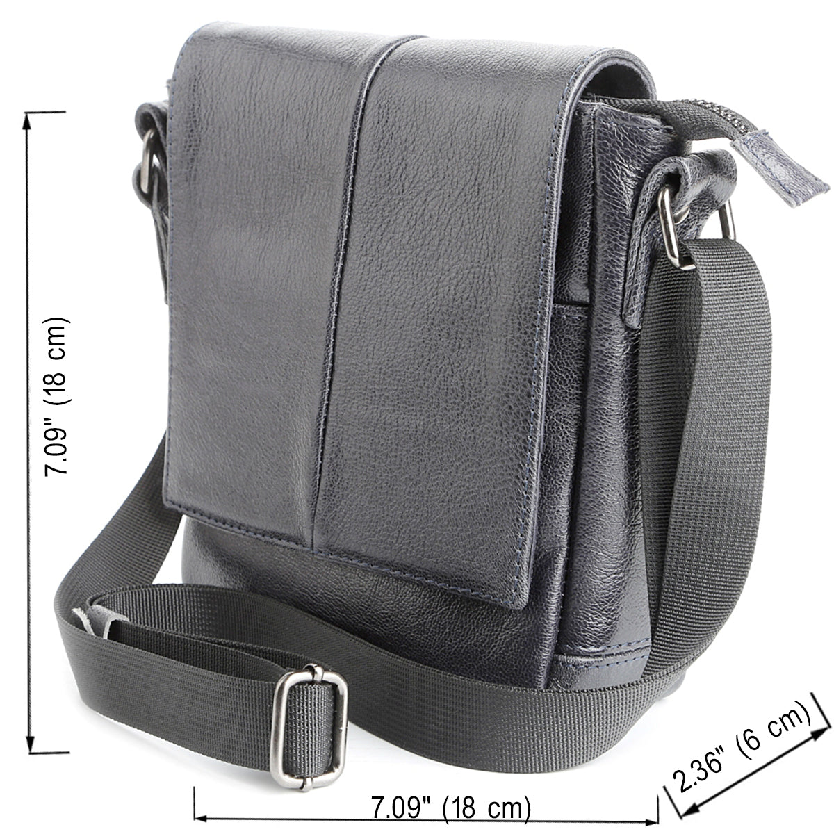 Messenger Bag SHVIGEL 00965 Blue Genuine Leather Made in Ukraine Stylish Design