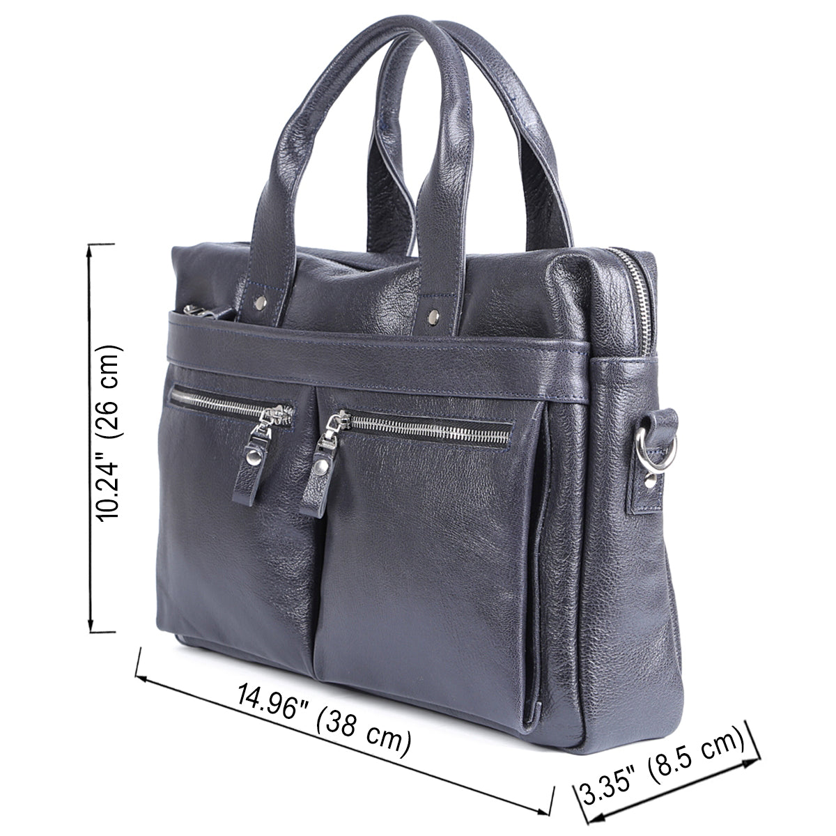 Laptop Bag SHVIGEL 00976 Blue Genuine Leather from Ukraine with Stylish Design