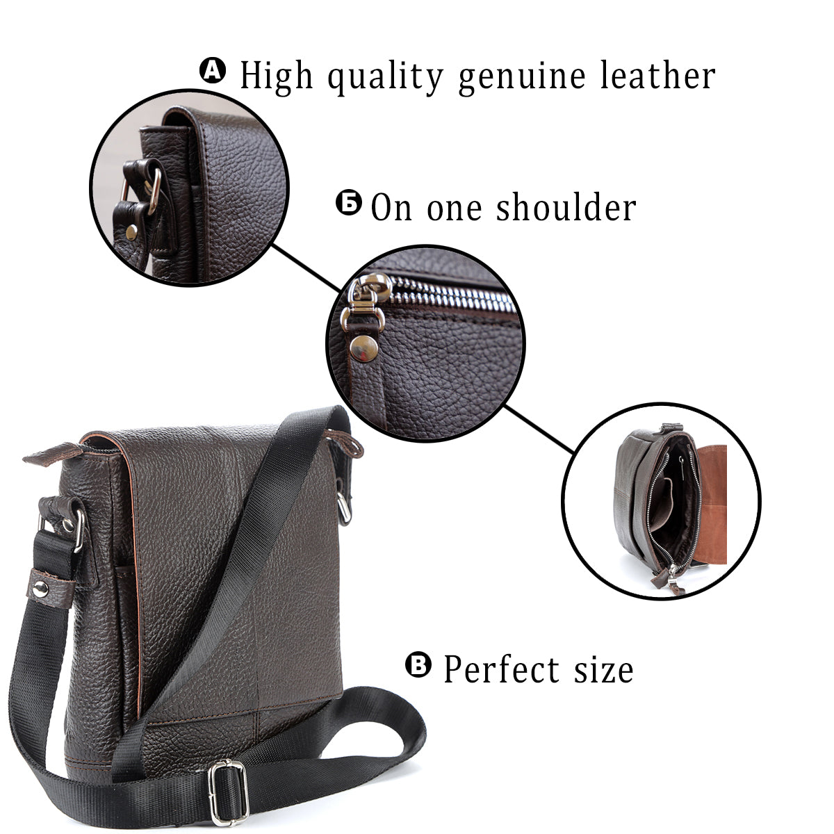 Leather Bag SHVIGEL 00977 Brown - Premium Natural Leather, Made in Ukraine