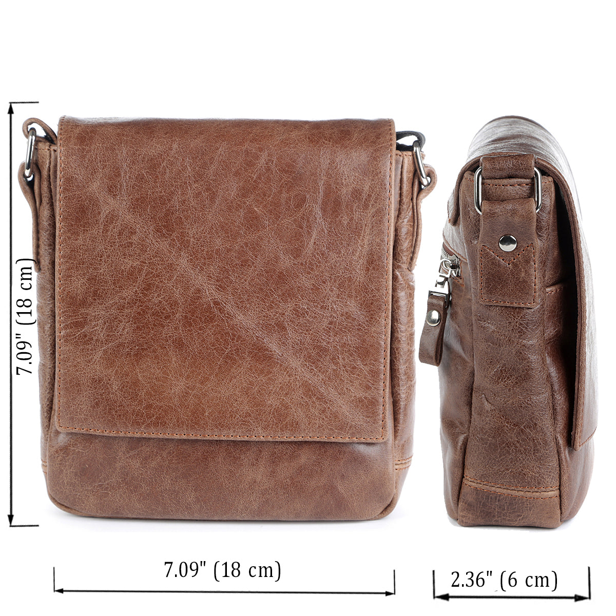 Leather Bag SHVIGEL 00978 Brown Genuine Leather Handmade in Ukraine