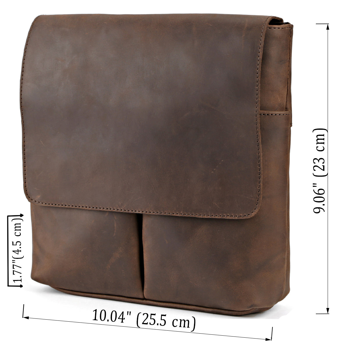 Vintage Leather Bag SHVIGEL 00998 Brown Natural Leather, Made in Ukraine