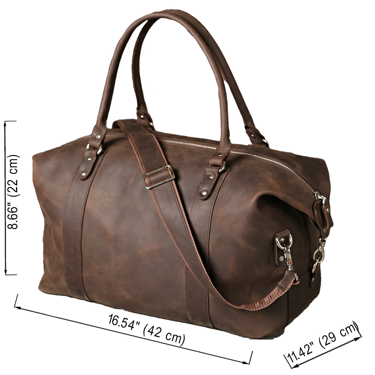 Travel Bag SHVIGEL 11019 Brown Natural Leather Handmade in Ukraine