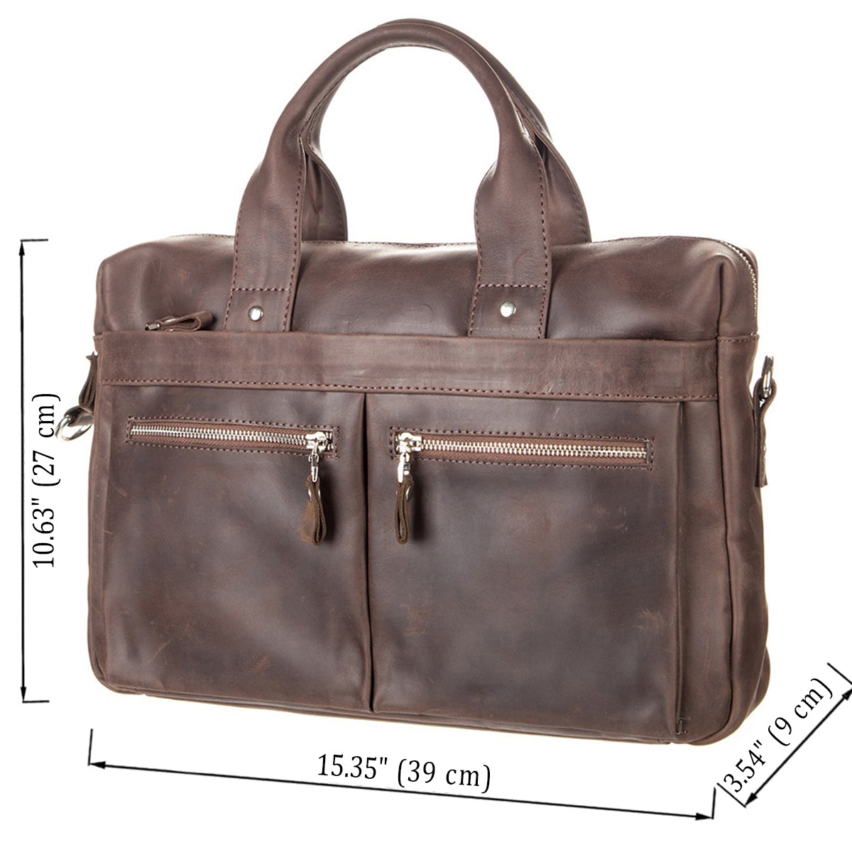 Leather Laptop Bag SHVIGEL 11020 Brown Natural Leather Handmade in Ukraine