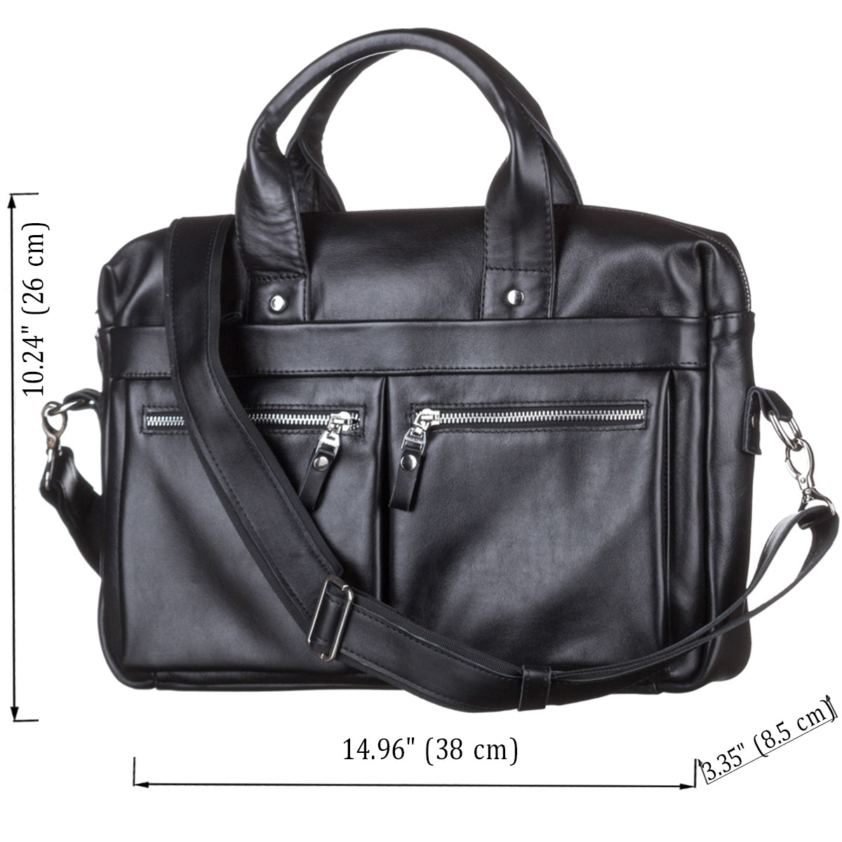 Laptop Bag SHVIGEL 11041 Black Genuine Leather Handmade in Ukraine