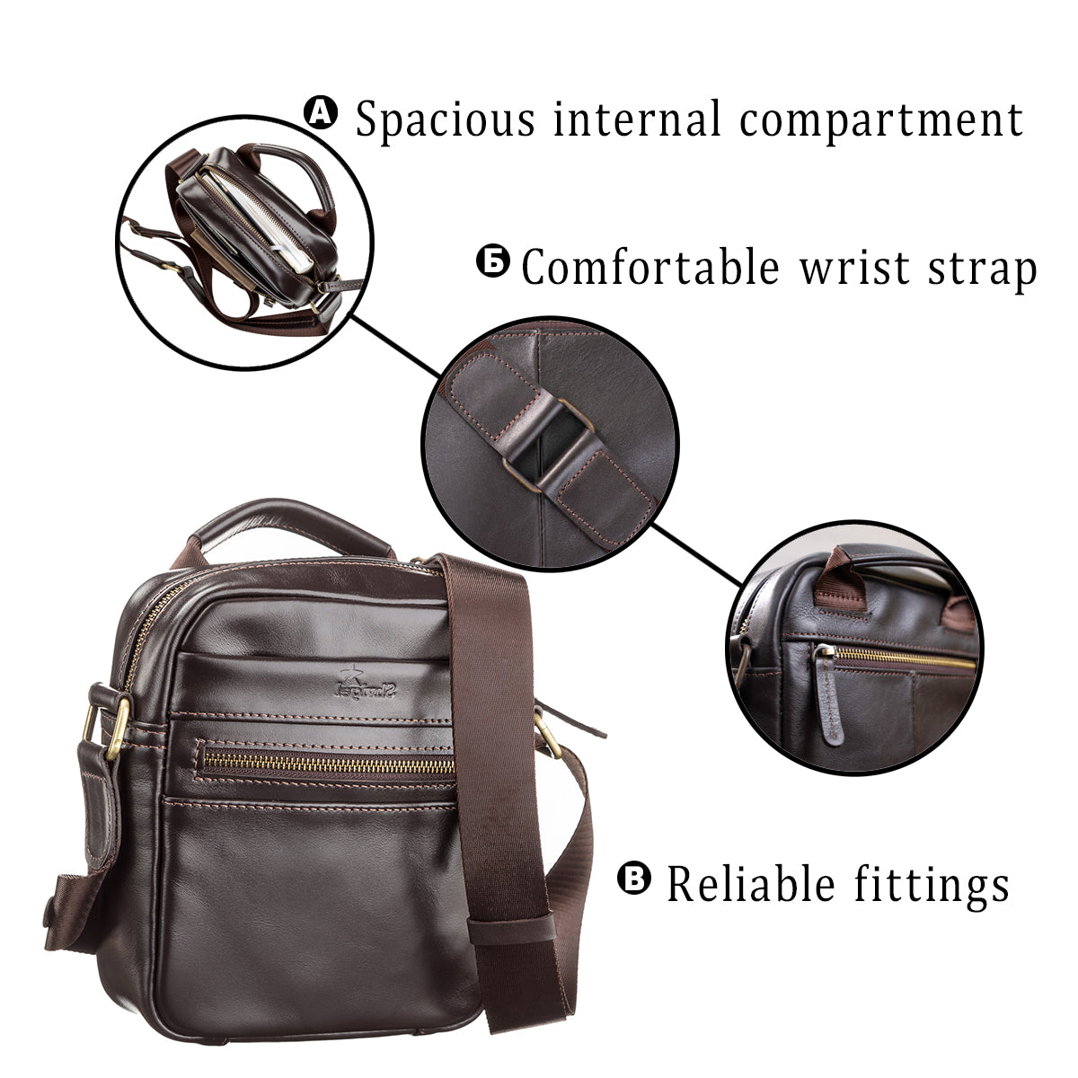 Leather Men's Bag SHVIGEL 11089 Brown Genuine Leather Made in Ukraine