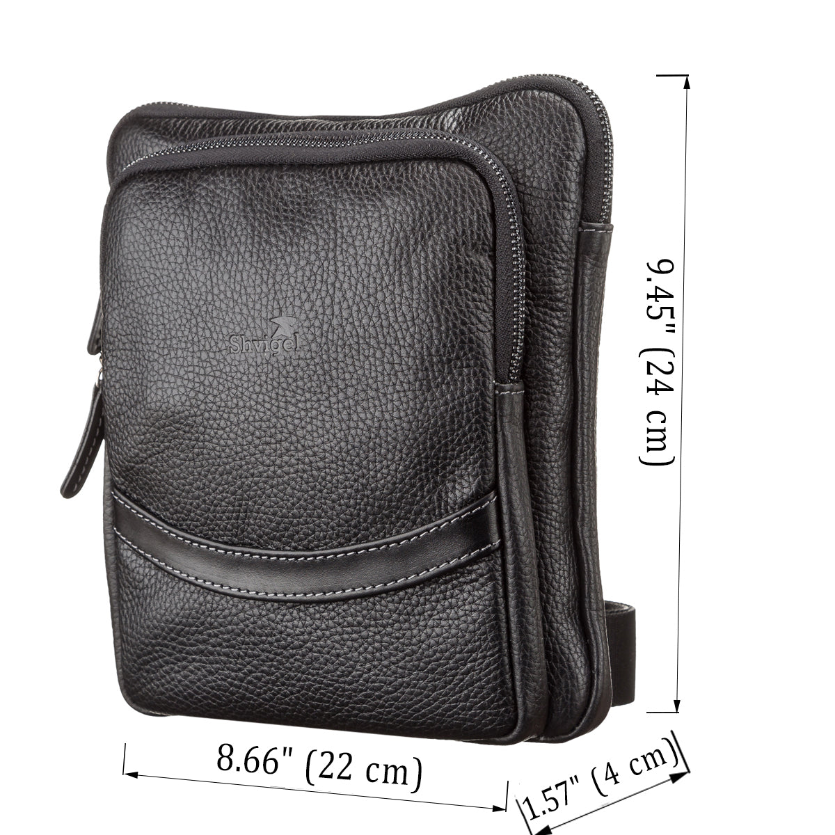 Men's Leather Bag SHVIGEL 11090 Genuine Black Leather Durable Design