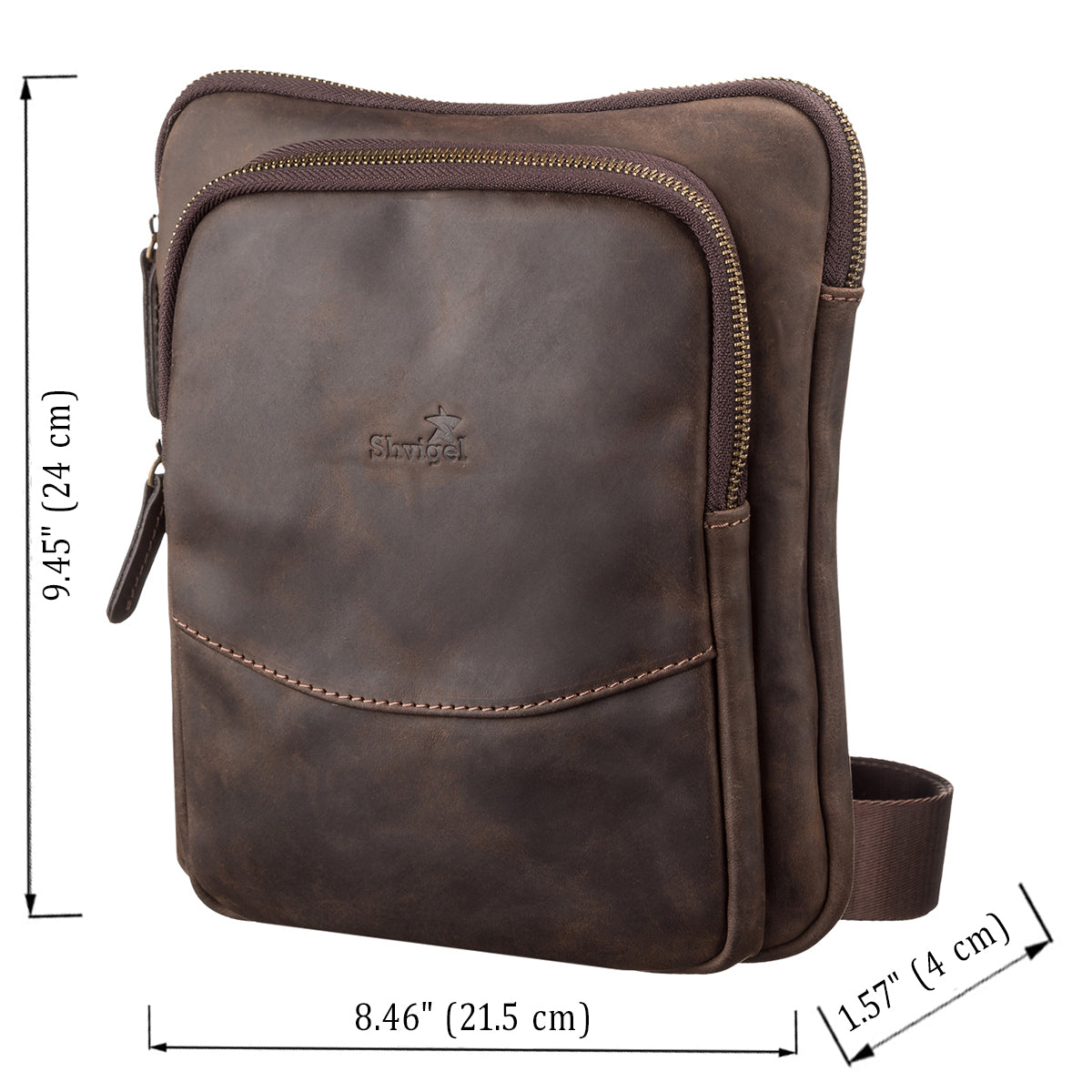 Men's Leather Bag SHVIGEL 11091 Brown Genuine Leather Handmade in Ukraine