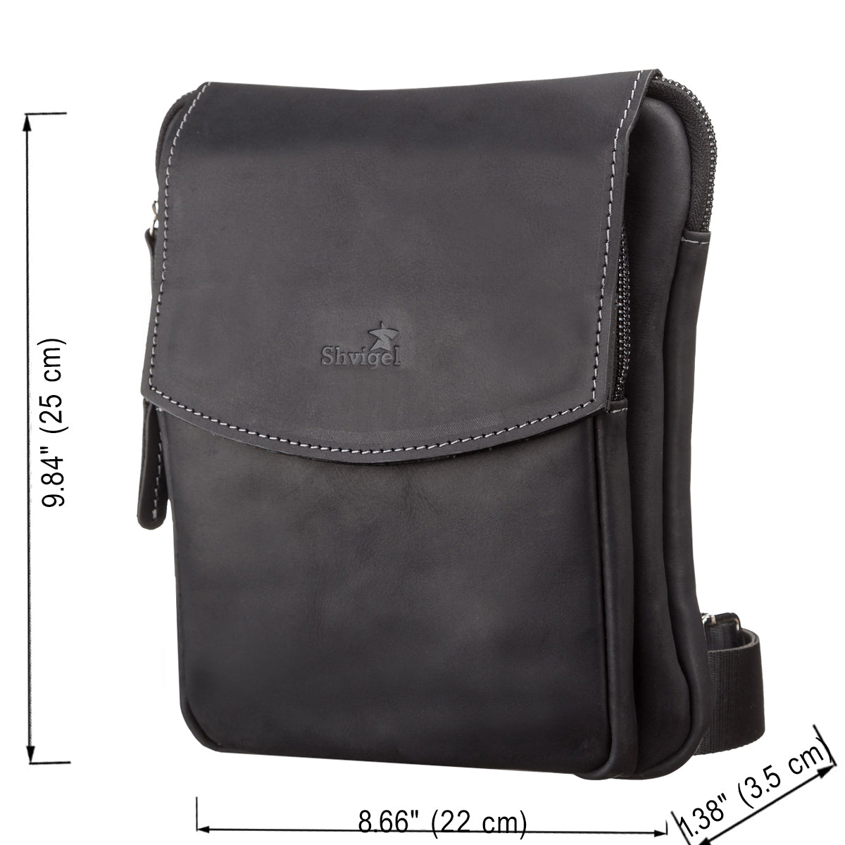 Men's Leather Bag SHVIGEL 11092 Black Genuine Leather from Ukraine, Stylish and Durable