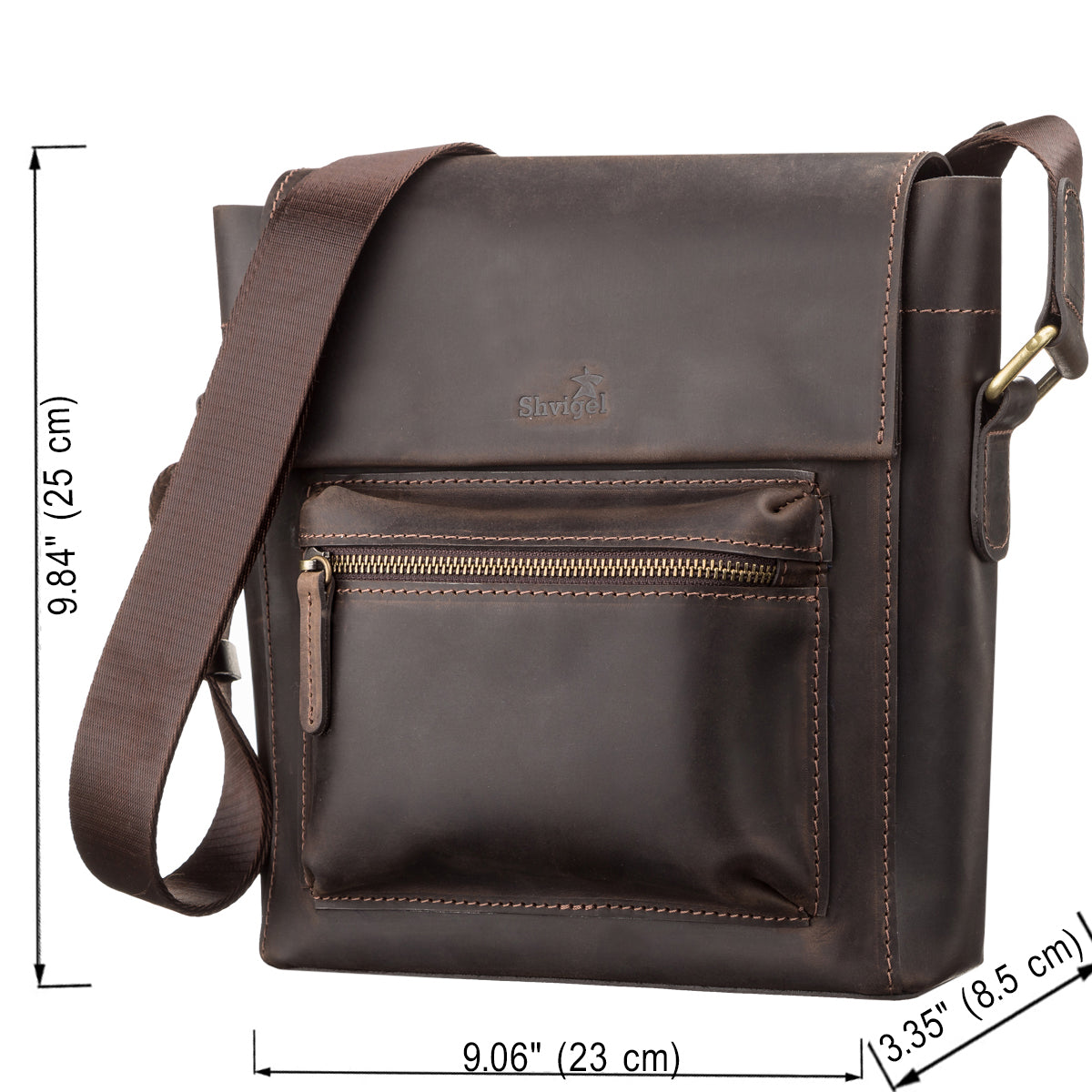 Men's Leather Bag SHVIGEL 11095 Brown Natural Leather High-Quality Design