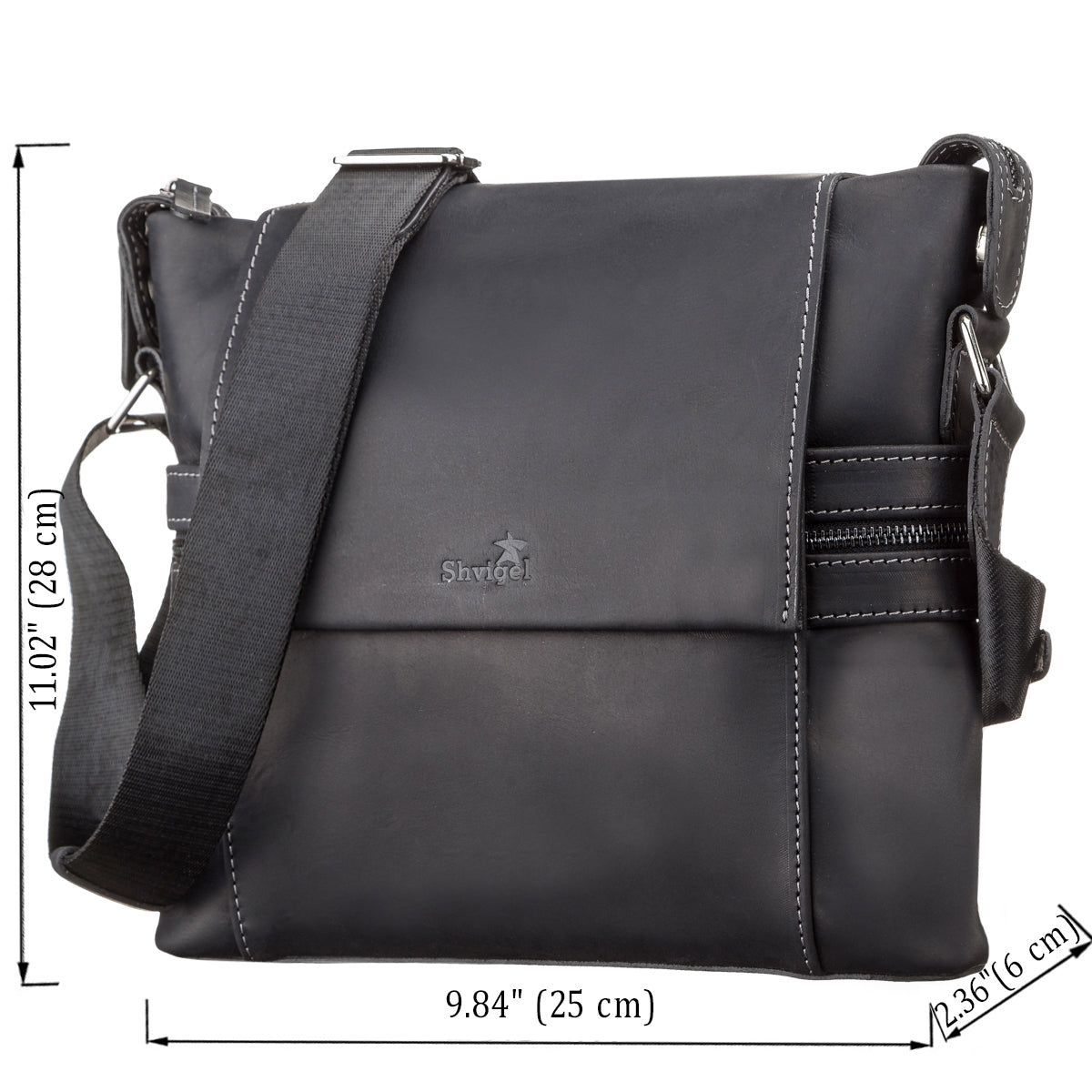 Men's Leather Bag SHVIGEL 11096 Black Genuine Leather Made in Ukraine