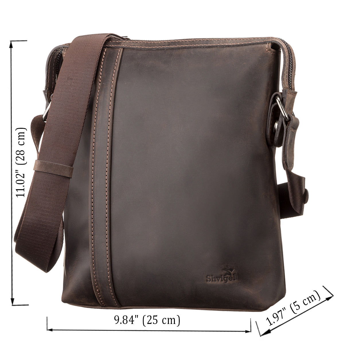 Men's Leather Bag SHVIGEL 11099 Brown Genuine Leather from Ukraine