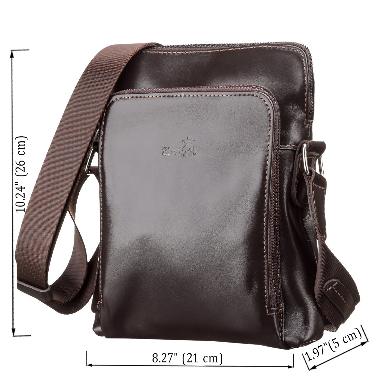 Men's Leather Bag SHVIGEL 11100 Brown Natural Leather Handcrafted in Ukraine