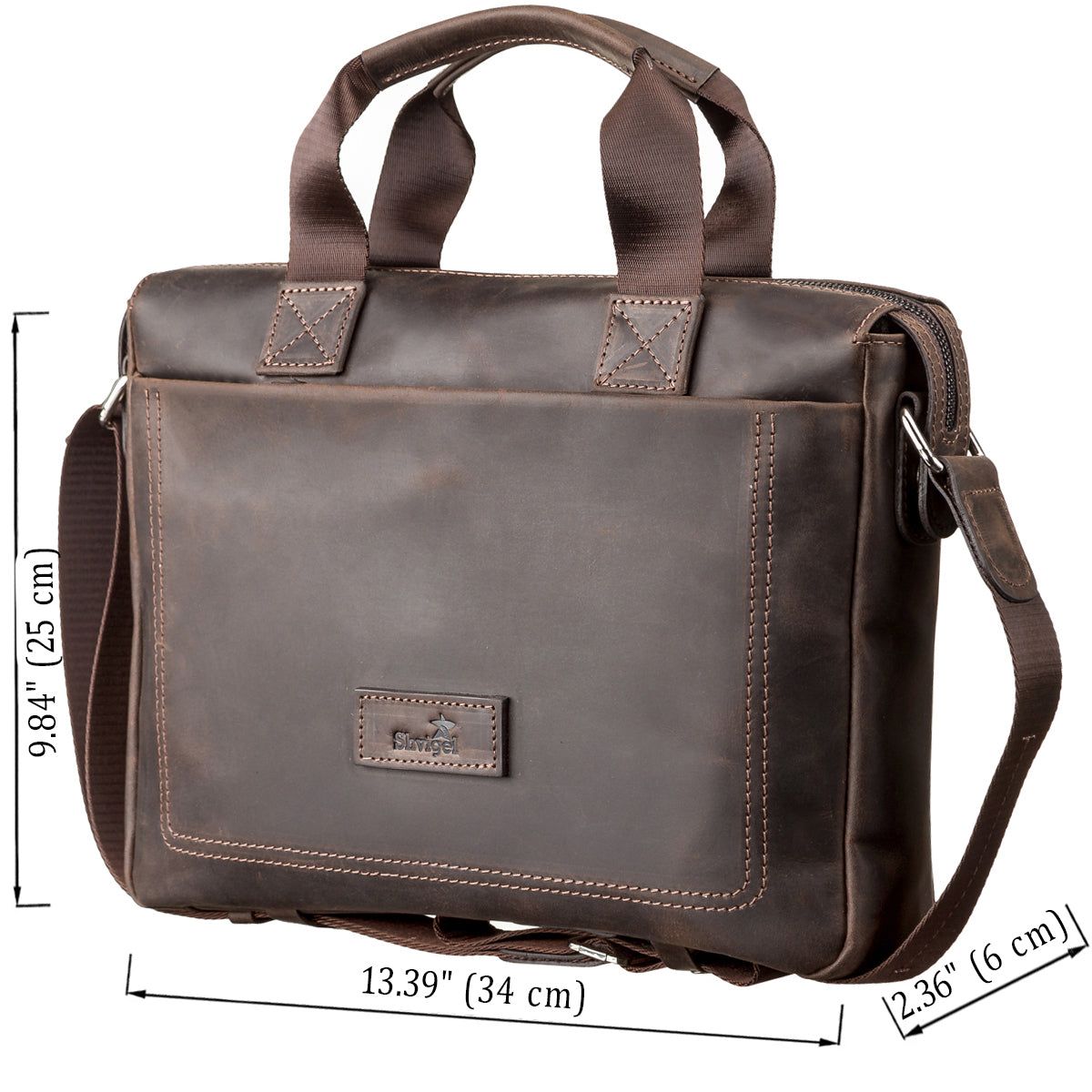 Men's Leather Bag SHVIGEL 11108 Brown Genuine Leather Stylish Design Ukraine