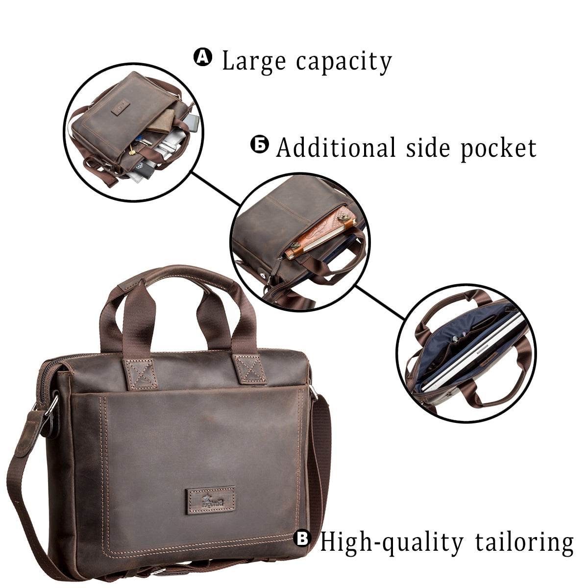 Men's Leather Bag SHVIGEL 11108 Brown Genuine Leather Stylish Design Ukraine