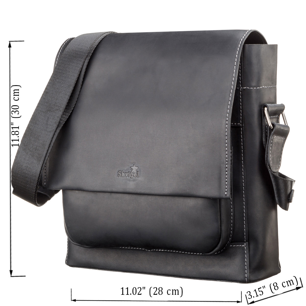Men's Leather Bag SHVIGEL 11112 Black Genuine Leather from Ukraine