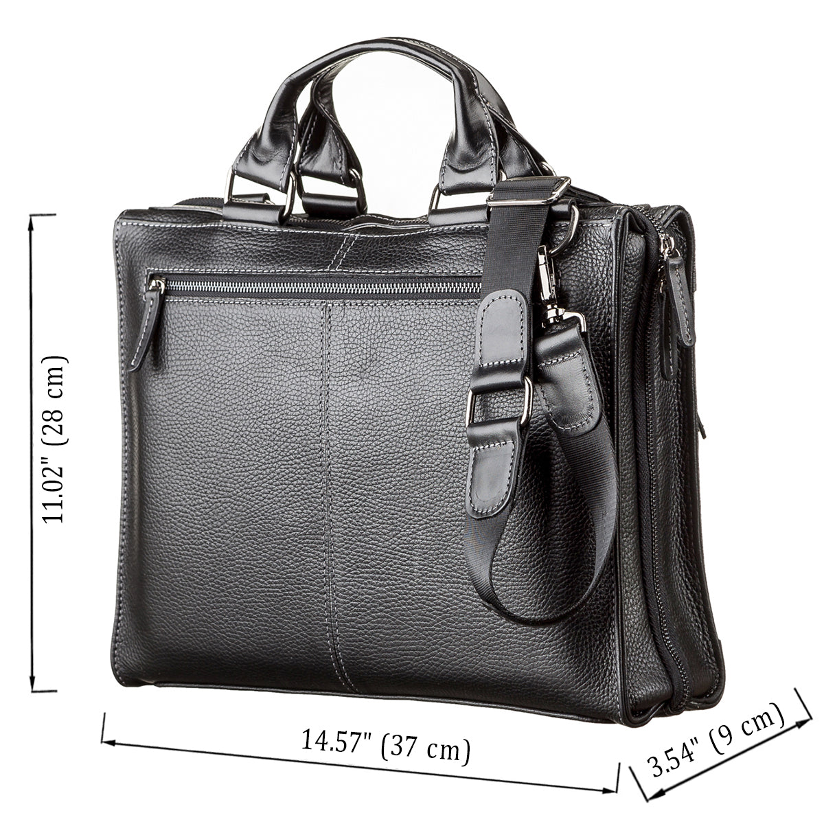 Men's Leather Bag SHVIGEL 11116 Black High-Quality Natural Leather from Ukraine