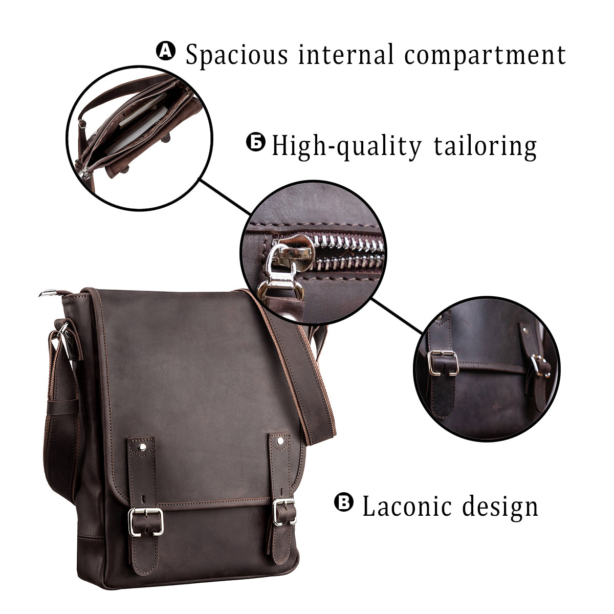Men's Vintage Leather Bag SHVIGEL 11129 Brown Natural Leather Material