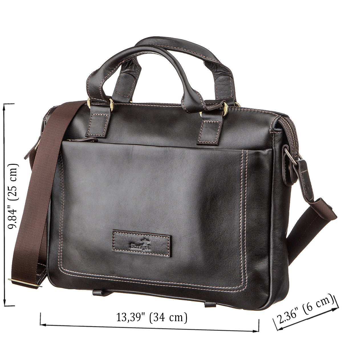 Men's Leather Bag SHVIGEL 11138 Brown Genuine Leather Handmade in Ukraine