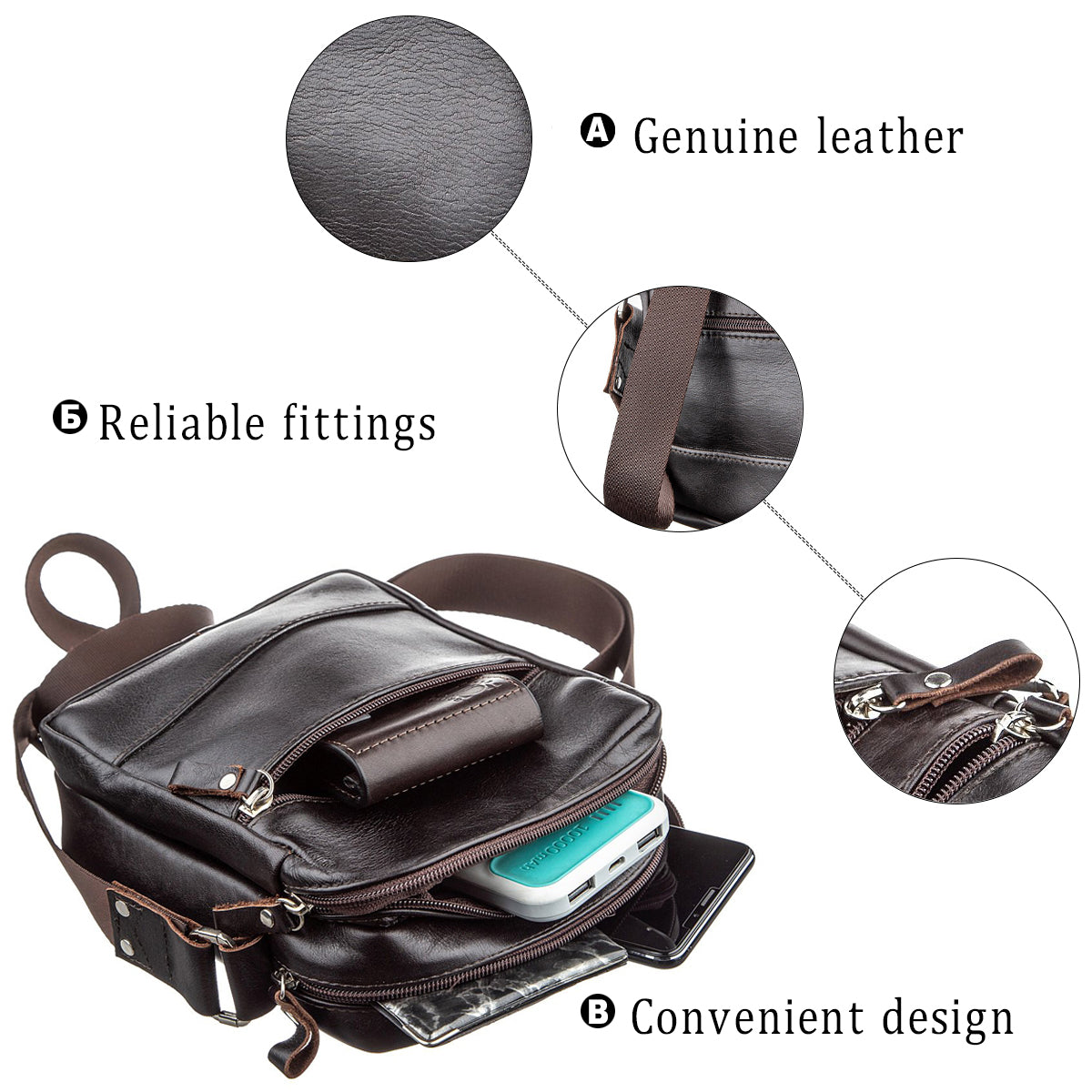 Men's Leather Bag SHVIGEL 11142 Brown Genuine Leather Ukrainian Made Stylish Design