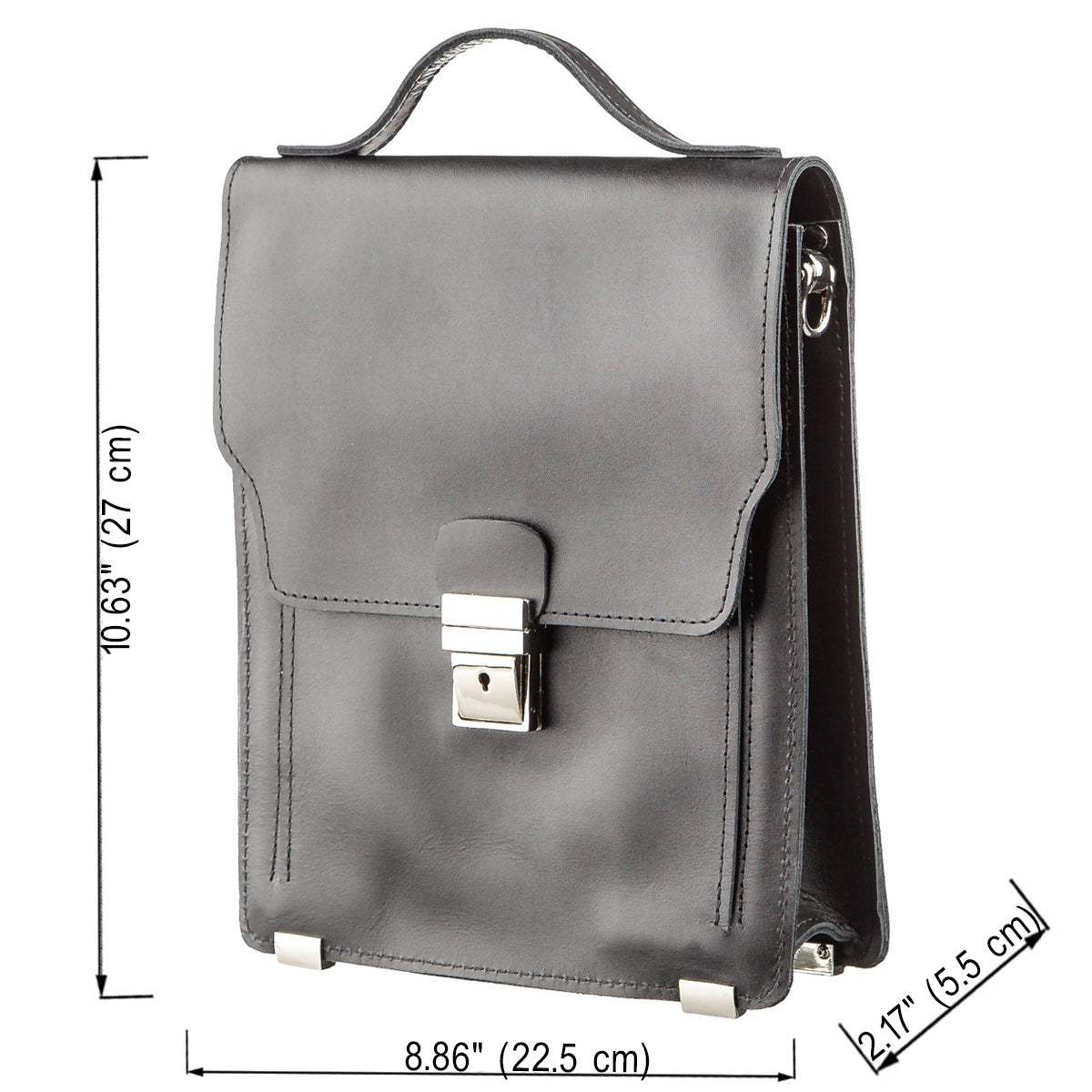 Vertical Leather Shoulder Bag SHVIGEL 11176 Black Natural Leather Design