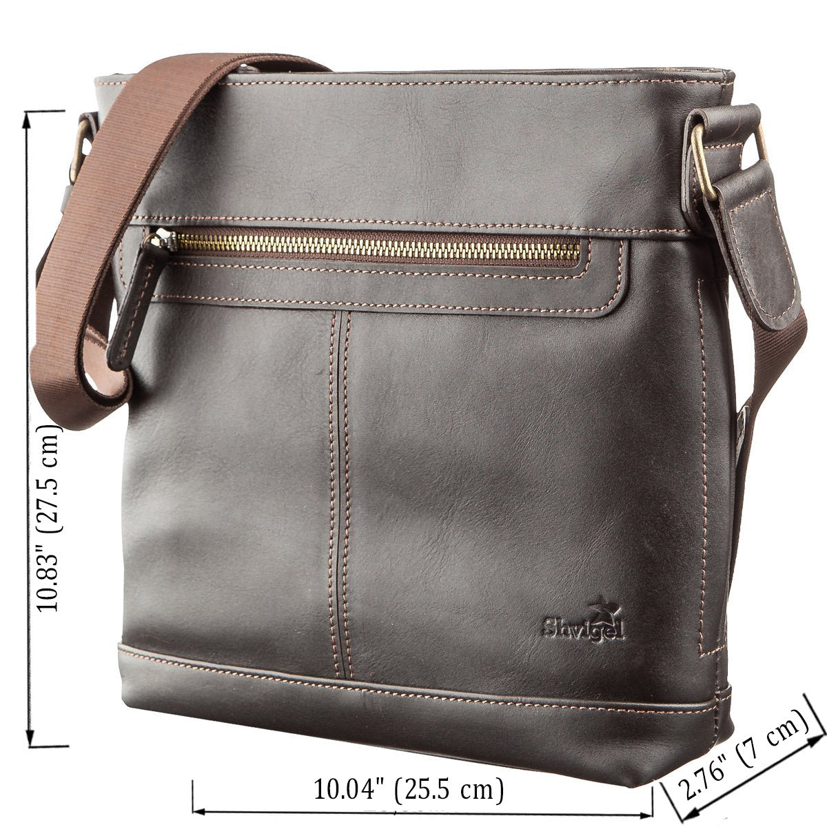 Men's Multifunctional Bag SHVIGEL 11178 Brown Smooth Leather - Natural Leather Quality