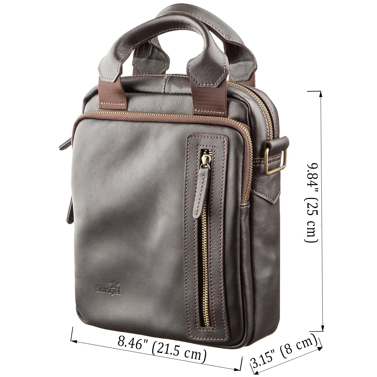 Men's Leather Bag SHVIGEL 11183 Smooth Brown Genuine Leather Ukraine