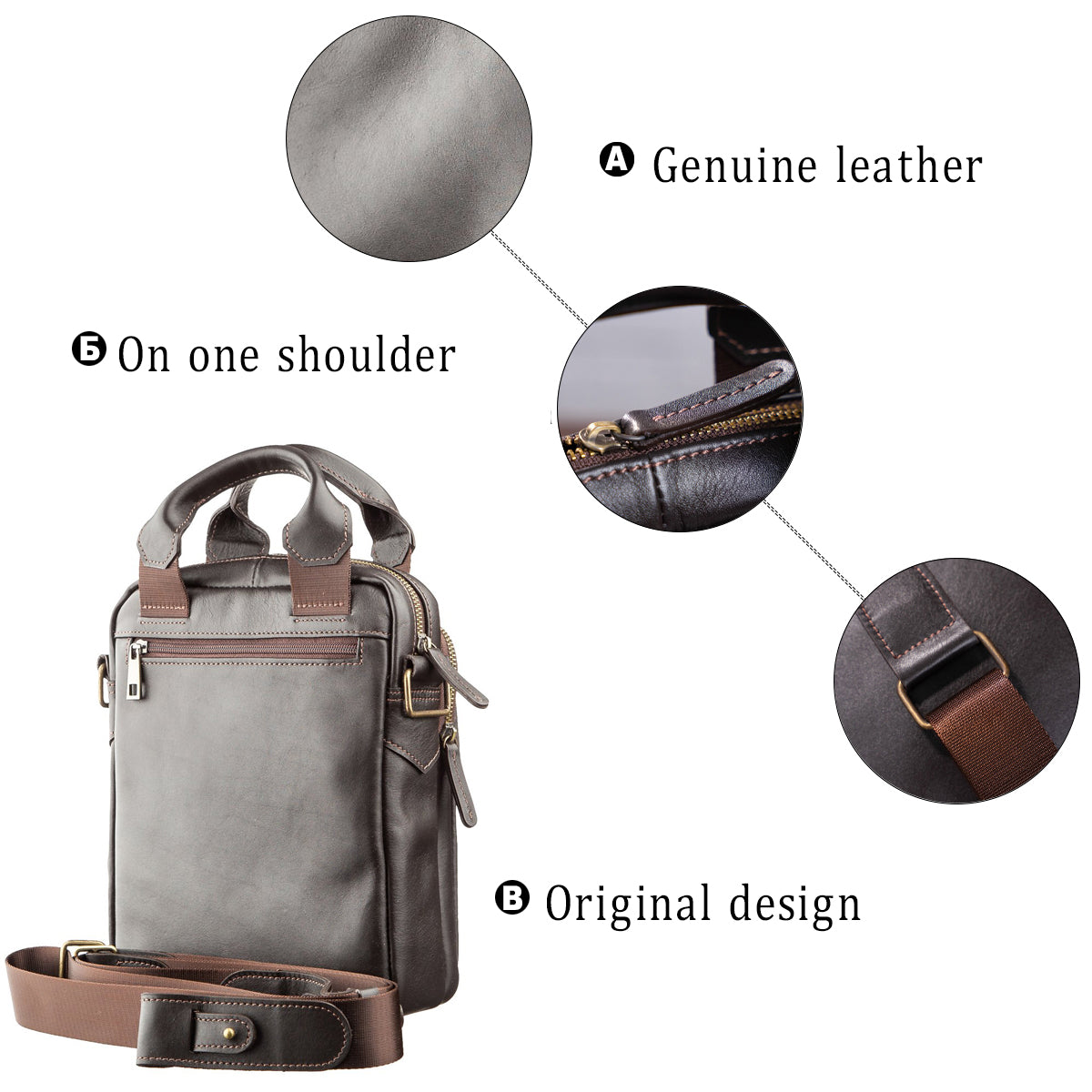 Men's Leather Bag SHVIGEL 11183 Smooth Brown Genuine Leather Ukraine
