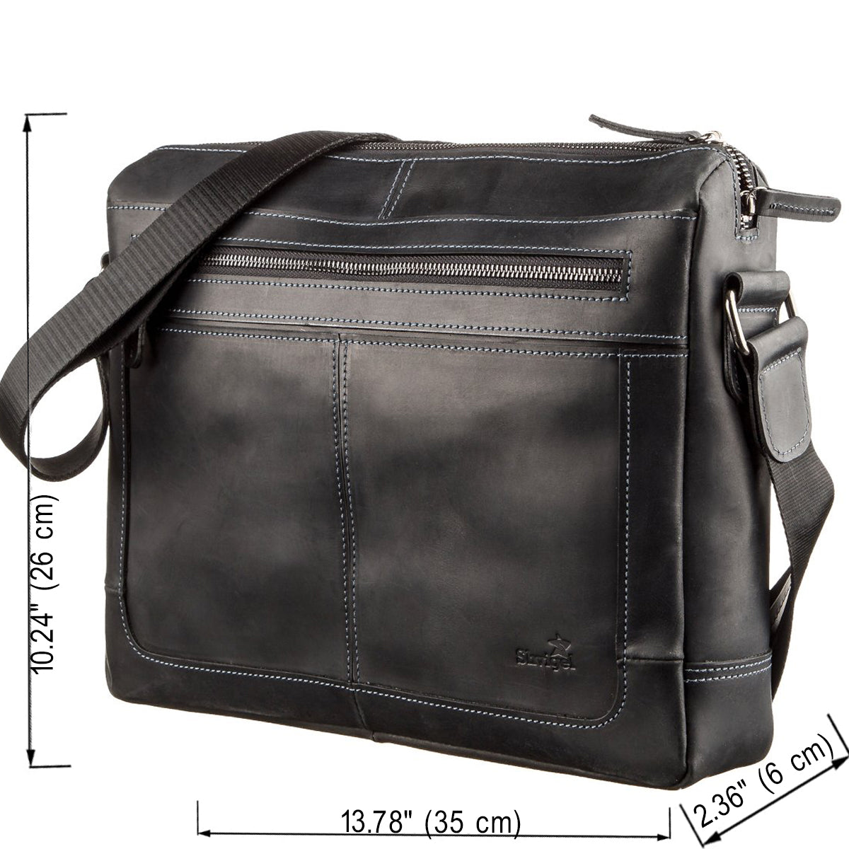 Men's Leather Shoulder Business Bag SHVIGEL 11246 Black Genuine Leather Durable Design