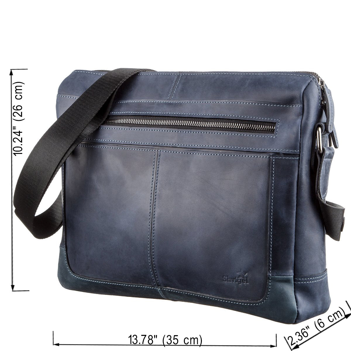 Business Men’s Leather Shoulder Bag SHVIGEL 11249 Blue Genuine Leather Design