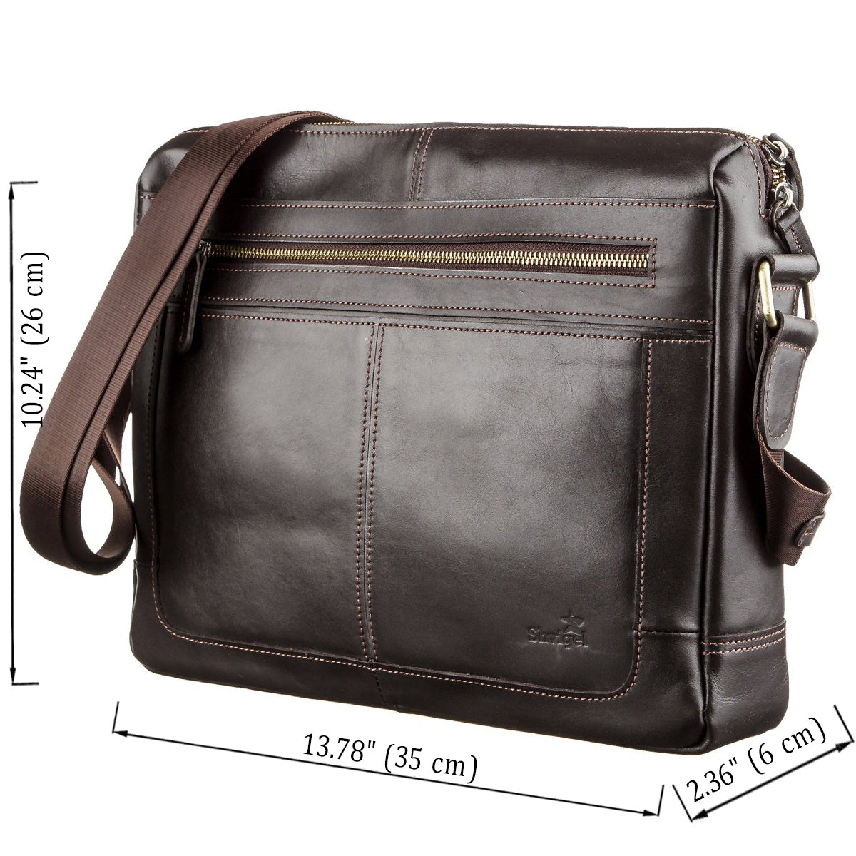 Leather Business Men's Shoulder Bag SHVIGEL 11251 Brown Genuine Leather Material