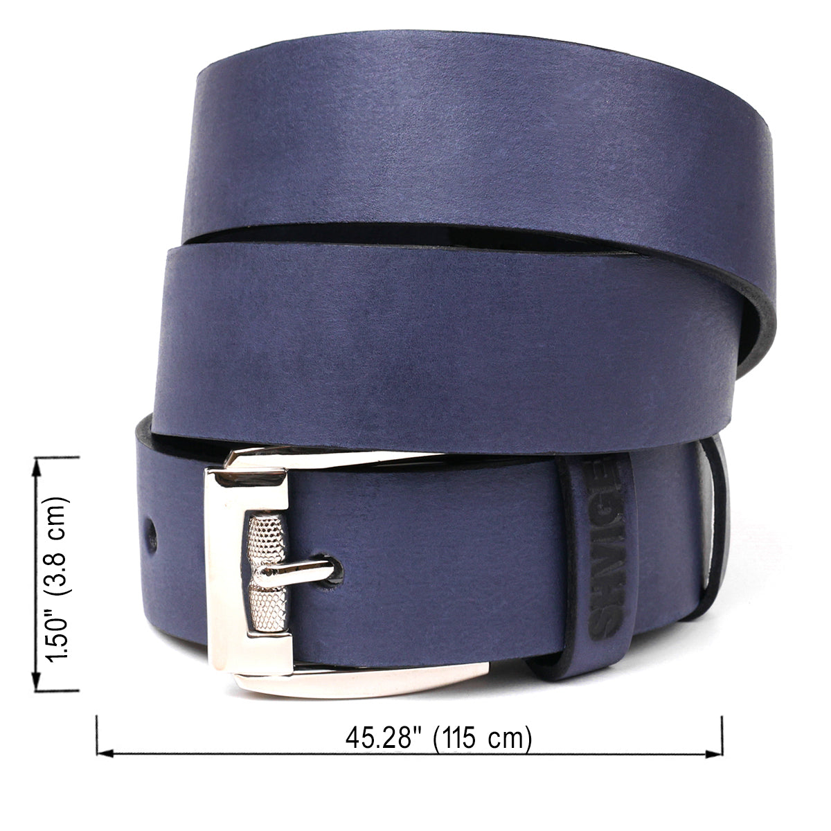 Classic Men's Leather Belt SHVIGEL 11254 Blue Natural Leather Made in Ukraine