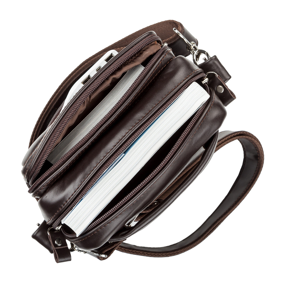 Men's Leather Bag SHVIGEL 11125 Brown Natural Leather Stylish Design Made in Ukraine