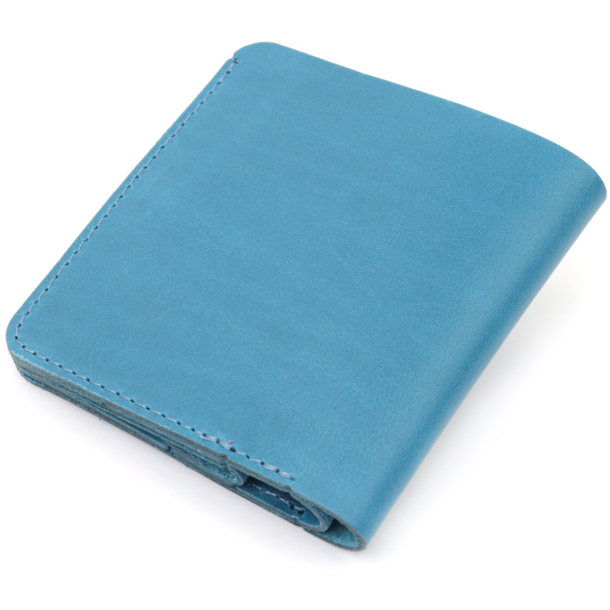 Vintage Leather Wallet SHVIGEL 16605 Blue Natural Leather Made in Ukraine
