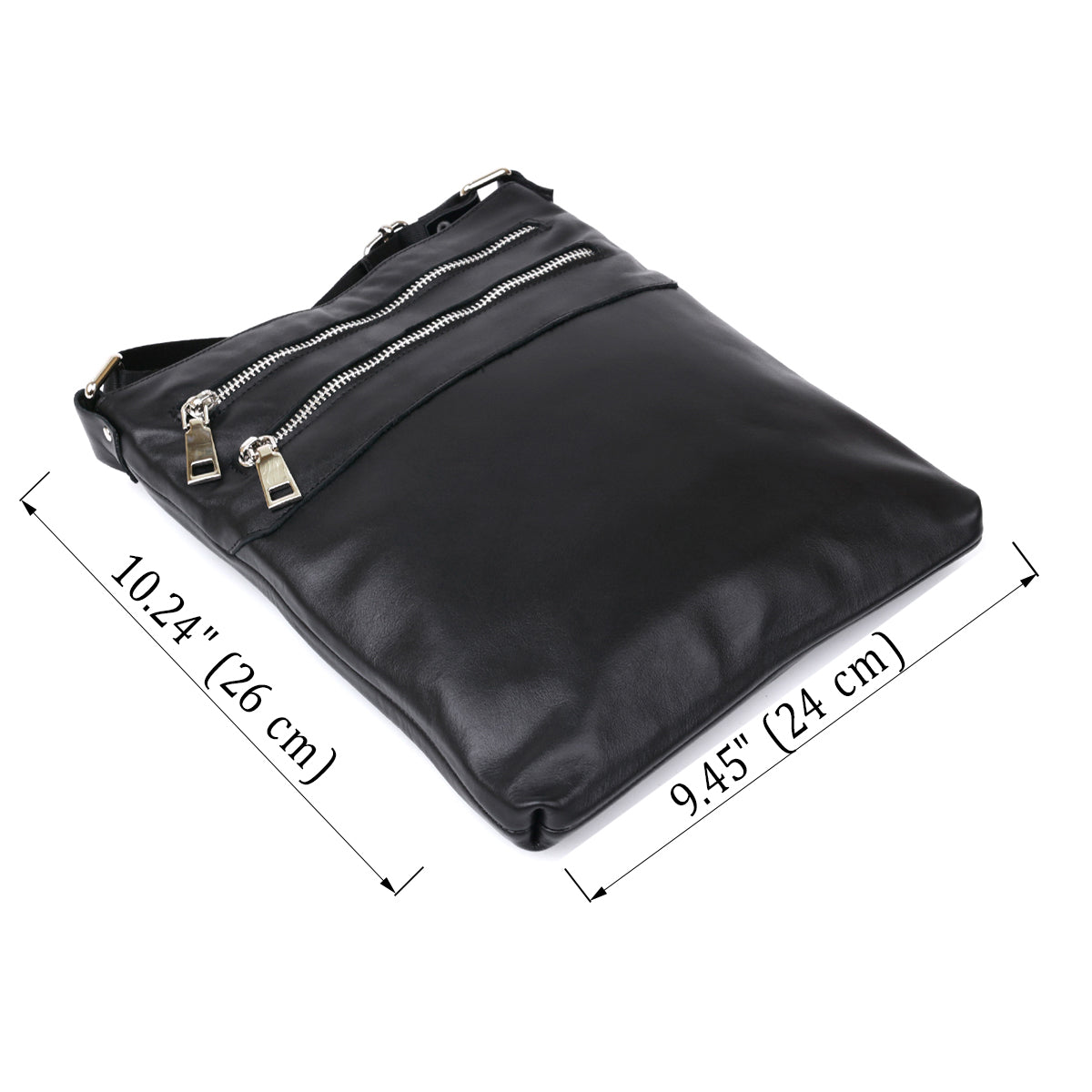 Men's Leather Shoulder Bag SHVIGEL 11602 Black Natural Leather Handmade Ukraine