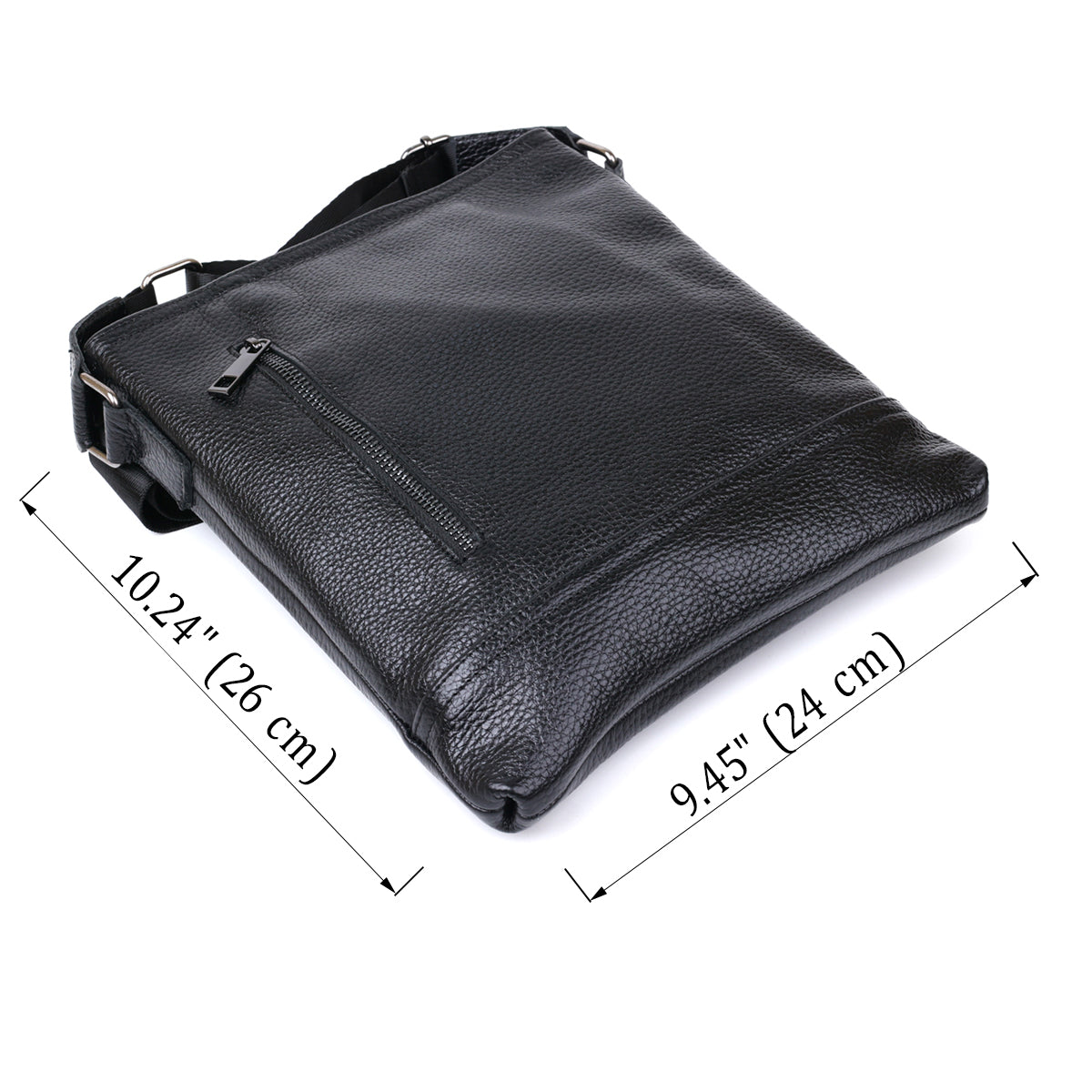 Stylish Leather Shoulder Bag for Men by SHVIGEL 11604 in Black, Made of Natural Leather