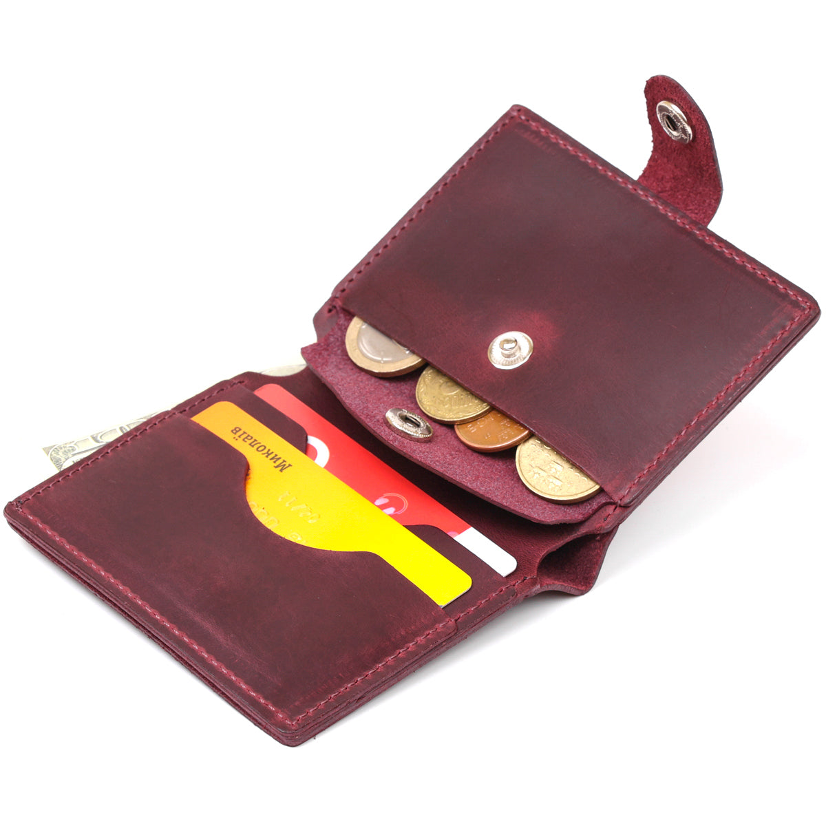 Matte Leather Women's Wallet SHVIGEL 16478 Cherry Red Natural Leather