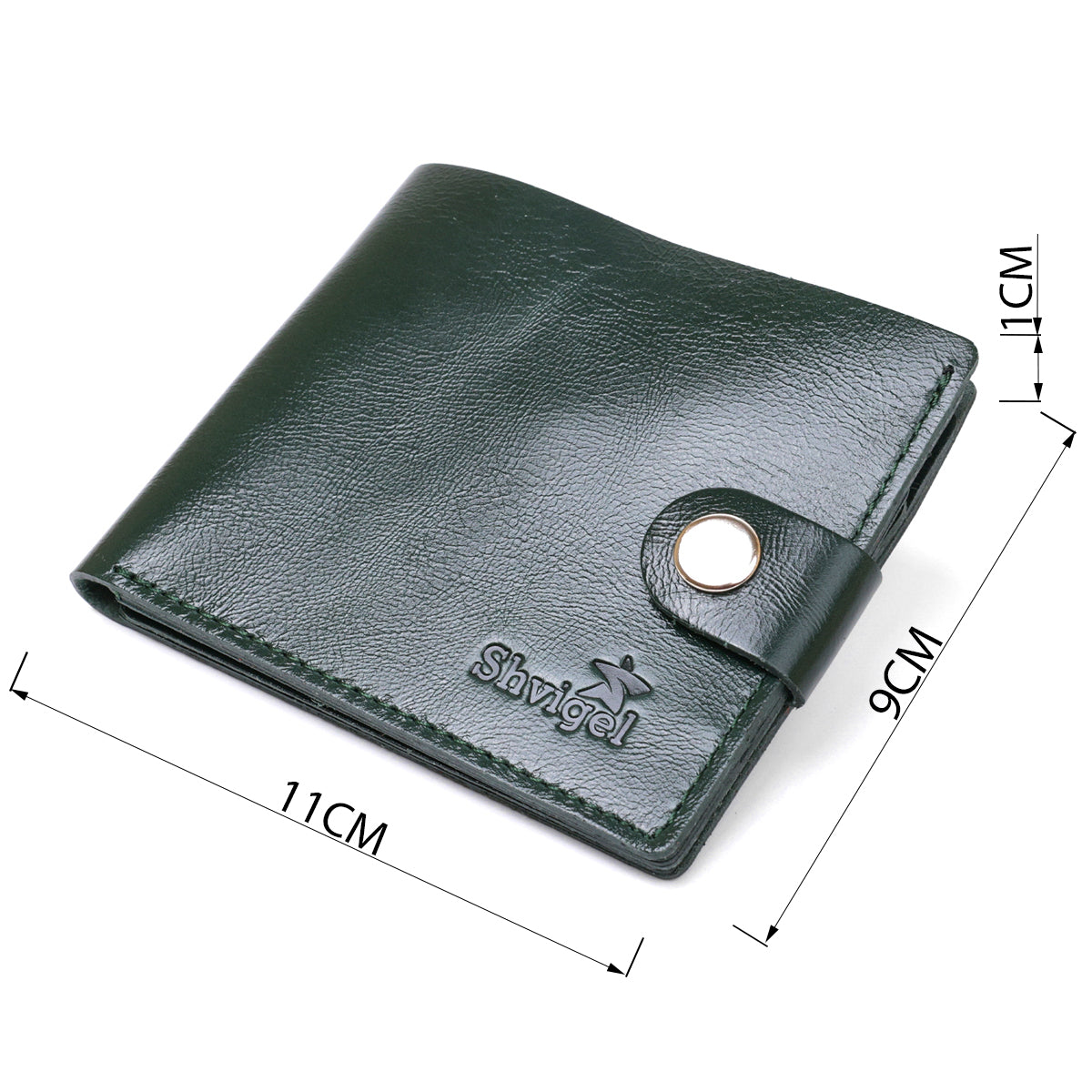 Stylish Small Leather Wallet SHVIGEL 16441 Green Made in Ukraine Natural Leather