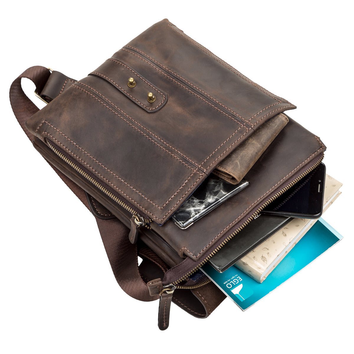 Men's Leather Bag SHVIGEL 11104 Brown Genuine Leather, Stylish and Durable Design
