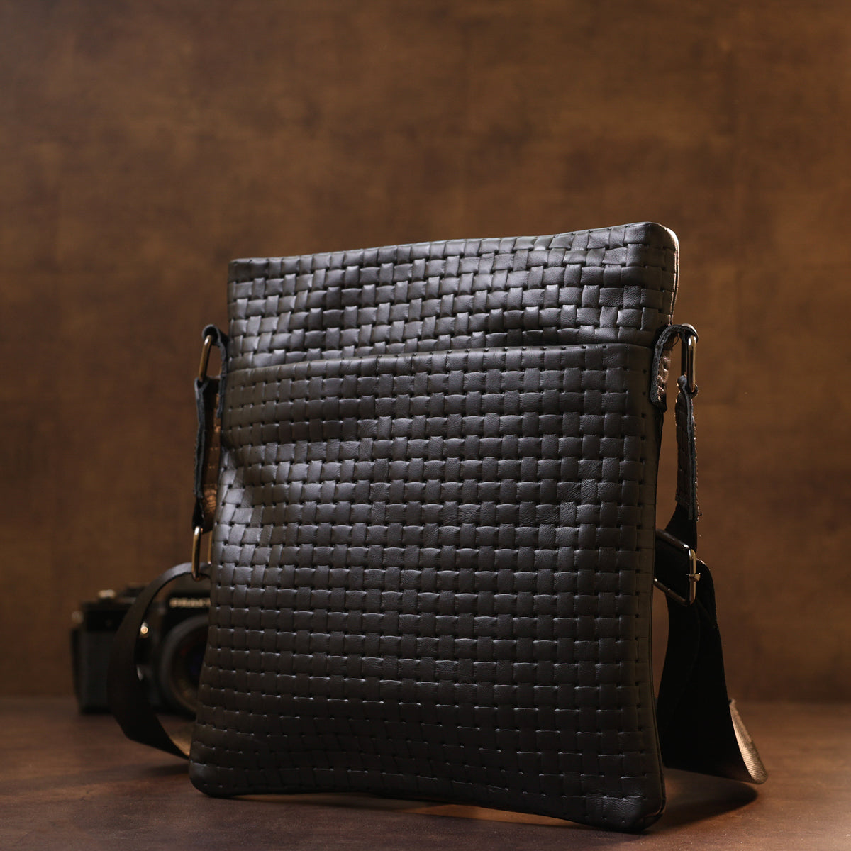 Leather Crossbody Bag for Men SHVIGEL 11600 Black Genuine Leather Quality