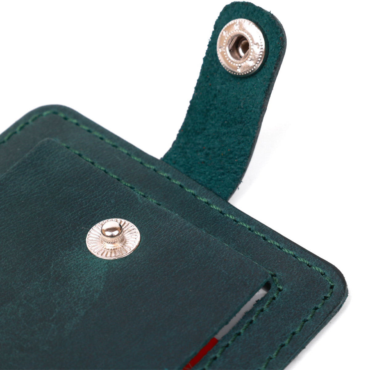Matte Leather Luggage Tag SHVIGEL 16557 Green Natural Leather for Travel