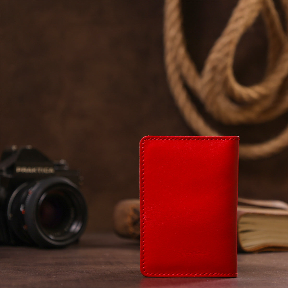 Bright Red Leather Driver's License Cover SHVIGEL 13969, Made in Ukraine, Genuine Leather
